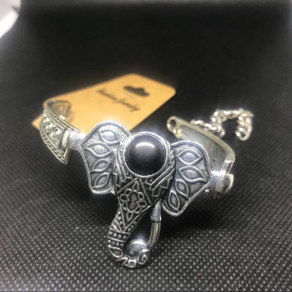 Elephant like bracelet with black stone